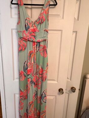 lilly pulitzer janette maxi dress Lilly Pulitzer Women's Janette Maxi Dress (Maldives Green Hype It Up) (Size 14)